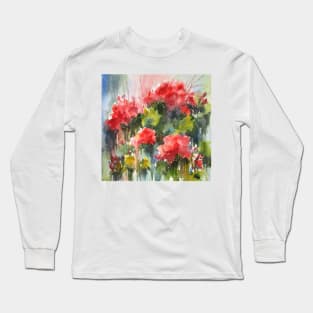 Red Geraniums Long Sleeve T-Shirt